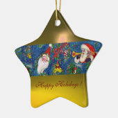 ミュージカルクリスマスナイトサンタクロースイエロースター セラミックオーナメント (左)