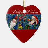 ミュージカルクリスマスナイト、サンタブグラー赤いハート セラミックオーナメント (右)