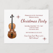 ミュージカルクリスマスパーティーエレガントヴァイオリン インビテーションポストカード (正面)