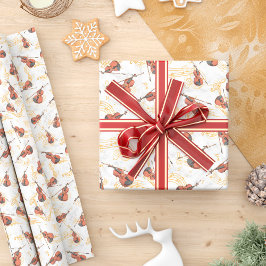 ミュージカルクリスマスヴァイオリン金ゴールドミュージックノート ラッピングペーパー