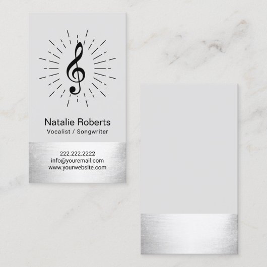 ミュージカルクレフ、 音符記号ロゴボーカリストソングライターミュージック 名刺 (正面/裏面)