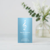 ミュージカルクレフ、 音符記号ロゴボーカリスト歌手ライトブルー音楽 名刺 (スタンド正面)