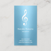 ミュージカルクレフ、 音符記号ロゴボーカリスト歌手ライトブルー音楽 名刺 (正面)