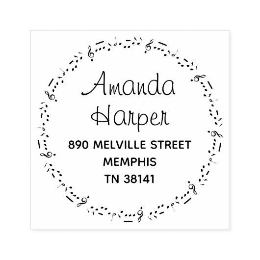 ミュージカルクールノートミュージシャンラウンド差出人住所 ラバースタンプ (インプリント)