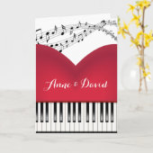 ミュージカルグランドピアノハート記念日 カード (黄色い花)