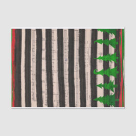 ミュージカルグリーンクリスマスツリーズブラックストライプ 薄葉紙