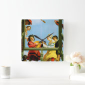 ミュージカルグループオンバルコニーファインアートオランダ絵画ズ スクエア壁時計 (ホーム)