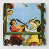 ミュージカルグループオンバルコニーファインアートオランダ絵画ズ スクエア壁時計 (正面)