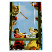 ミュージカルグループオンバルコニーファインアートオランダ絵画ズ ミディアムペーパーバッグ (裏面)