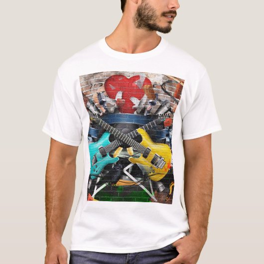 ミュージカルコラージュカラフル:リズミカル背景。 Tシャツ (正面)