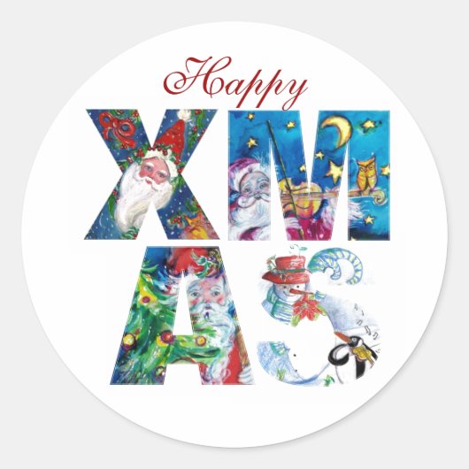 ミュージカルサンタと雪だるまクリスマスナイトパーティー ラウンドシール (正面)