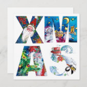 ミュージカルサンタと雪だるまクリスマスナイトパーティー 招待状 (正面/裏面)