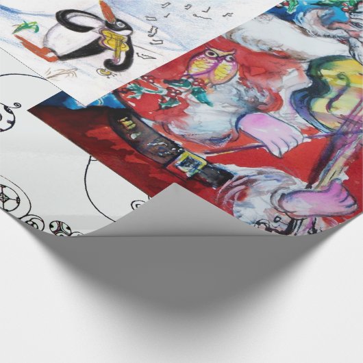 ミュージカルサンタと雪だるまクリスマスパーティー ラッピングペーパー (角)