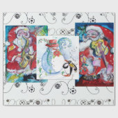 ミュージカルサンタと雪だるまクリスマスパーティー ラッピングペーパー (フラット)