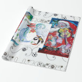 ミュージカルサンタと雪だるまクリスマスパーティー ラッピングペーパー (アンロールド)