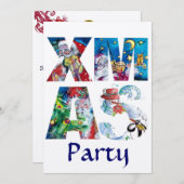 ミュージカルサンタ&雪だるまクリスマスナイトシャンパン 招待状 (正面/裏面)