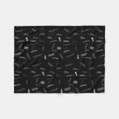 ミュージカルシアター感動的引用文ブラック&ホワイト フリースブランケット (正面(横))