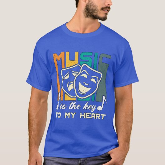 ミュージカルシアター ミュージック イズ ザ キー オブ ブロードウェイ ドラマ 楽しい Tシャツ (正面)