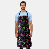 ミュージカルシンボルパターンデザイン エプロン (着用した状態)