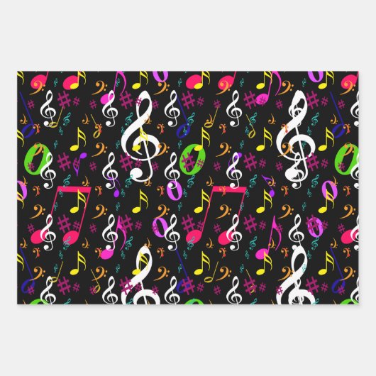 ミュージカルシンボルパターンデザイン ラッピングペーパーシート (正面)