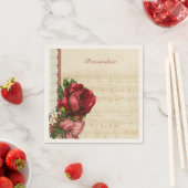 ミュージカルシート音楽バラ&レースパーティーパーソナライズ スタンダードカクテルナプキン (インサイチュ)