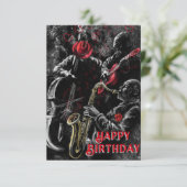 ミュージカルジャズバンドハッピーバースデーカード カード (スタンド正面)