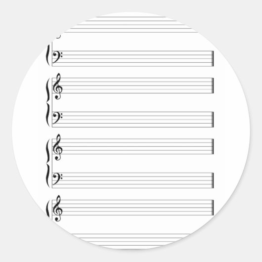 ミュージカルスタッフと譜表 ラウンドシール (正面)