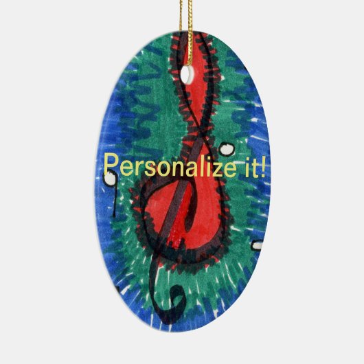 ミュージカルスタッフのメモ(赤、緑、青の楕円形) セラミックオーナメント (右)