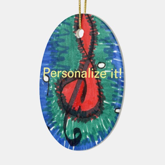 ミュージカルスタッフのメモ(赤、緑、青の楕円形) セラミックオーナメント (左)