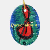 ミュージカルスタッフのメモ(赤、緑、青の楕円形) セラミックオーナメント (裏面)