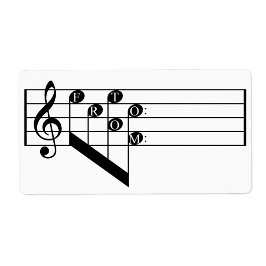 ミュージカルスタッフトレブルクレフ、 音符記号からノートギフトラベル ラベル (正面)