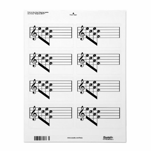 ミュージカルスタッフトレブルクレフ、 音符記号からノートギフトラベル ラベル (フルシート)