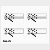 ミュージカルスタッフトレブルクレフ、 音符記号からノートギフトラベル 長方形シール (シート)