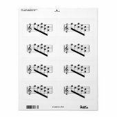 ミュージカルスタッフトレブルクレフ、 音符記号サンキューノートデザイン ラベル (フルシート)