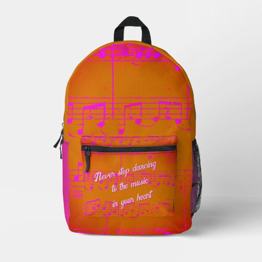 ミュージカルステップ – Sunset Samba_pink Backpack プリントバックパック (正面)