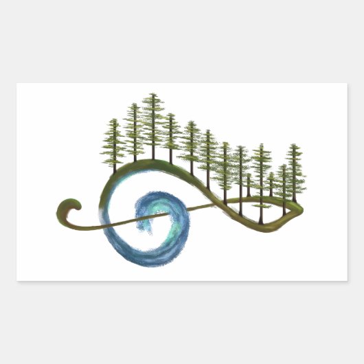 ミュージカルゾル鍵記号シール 長方形シール (正面)