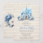 ミュージカルダスティブルーチャーチブライダルシャワー 招待状 (正面/裏面)