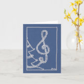 ミュージカルティンセルブルークリスマスグリーティングカード カード (黄色い花)