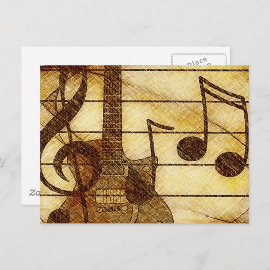 ミュージカルテーマとギター ポストカード (正面/裏面)