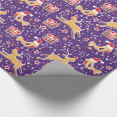 ミュージカルトナカイ&バードクリスマスホリデーラップ ラッピングペーパー (角)