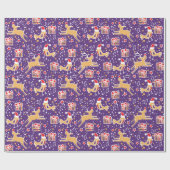 ミュージカルトナカイ&バードクリスマスホリデーラップ ラッピングペーパー (フラット)