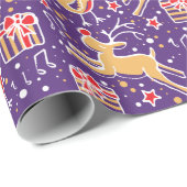 ミュージカルトナカイ&バードクリスマスホリデーラップ ラッピングペーパー (ロールコーナー)