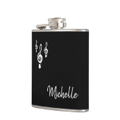 ミュージカルトレブルクレフ、 音符記号シンプル白黒タイポグラフィ フラスク (左)