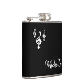 ミュージカルトレブルクレフ、 音符記号シンプル白黒タイポグラフィ フラスク (右)