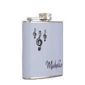 ミュージカルトレブルクレフ、 音符記号タイポグラフィトレンディーパープル フラスク (右)