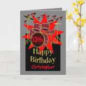 ミュージカルドラムビート13誕生日 カード (黄色い花)