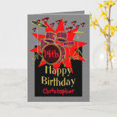 ミュージカルドラムビート14誕生日 カード (黄色い花)