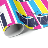 ミュージカルドラムピアノ鍵カラフルストライプ音楽 ラッピングペーパー (ロールコーナー)