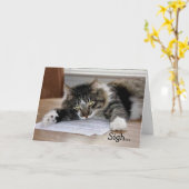 ミュージカルネコ誕生日ソング誕生日カード カード (黄色い花)