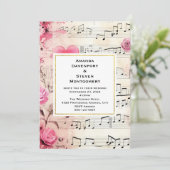ミュージカルノーツとローズ ヴィンテージデザイン ウェディング 招待状 (スタンド正面)